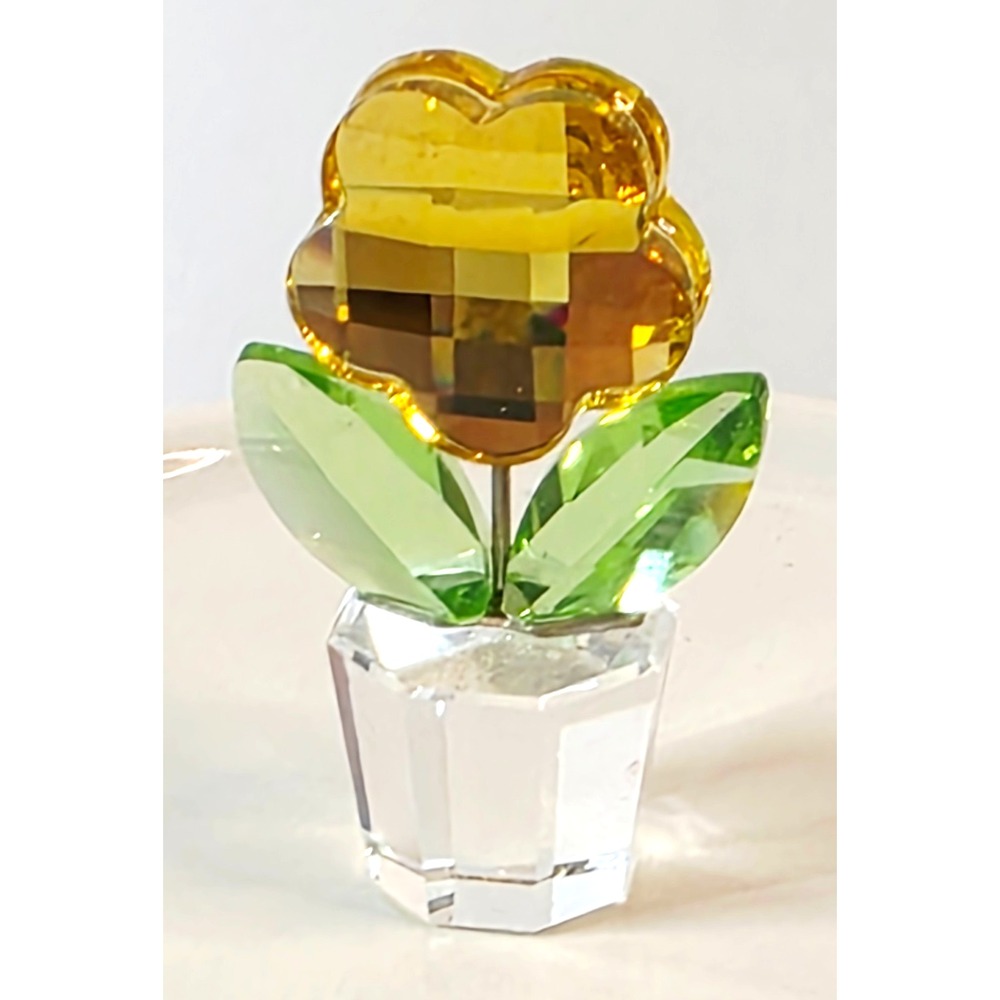 Swarovski Happy Flower Yellow Flower in Clear Pot Miniature Figure